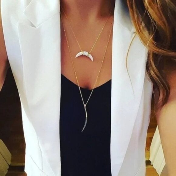 Stella & Dot Arc Necklace Limited Edition White Howlite - Picture 6 of 11